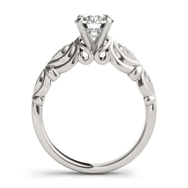 1CT Solitaire Round Lab Diamond Engagement Ring 14K White Gold Vintage