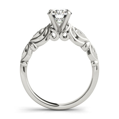 1CT Solitaire Round Lab Diamond Engagement Ring 14K White Gold Vintage