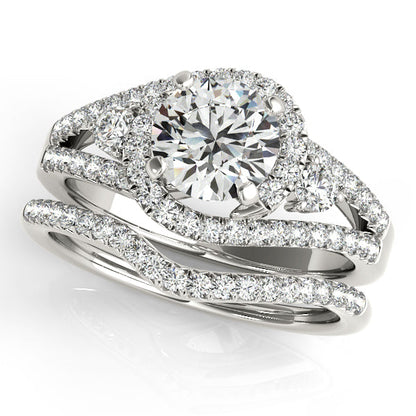 Stunning Split Shank Engagement Ring Round Diamond Bypass 1 3/4CT