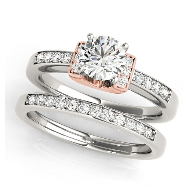 14K Two Tone White Rose Gold Lab Diamond Engagement Ring