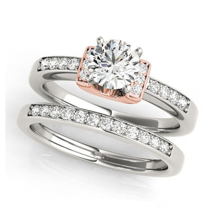 14K Two Tone White Rose Gold Lab Diamond Engagement Ring