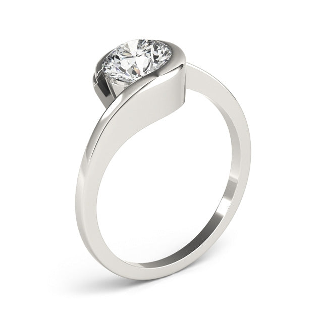 Curved Solitaire Bypass Round Cut Diamond Engagement Ring 1CT