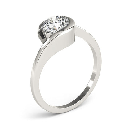 Curved Solitaire Bypass Round Cut Diamond Engagement Ring 1CT