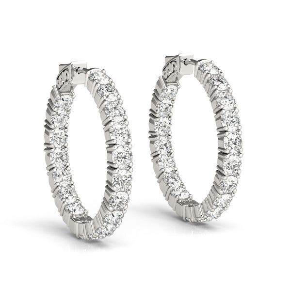 White gold 22mm inside-out hoop earrings with round lab diamonds totaling 3.6CT from Encore DT
