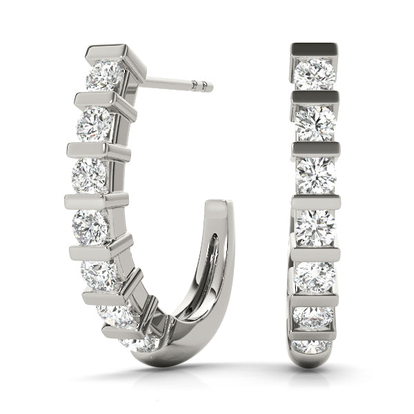 18.7mm white gold hoop earrings with round lab diamonds in bar setting from Encore DT
