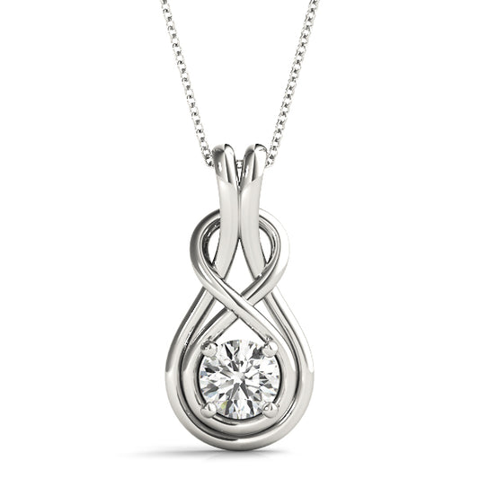 1/2CT lab diamond infinity drop pendant in white gold with round-cut center stone