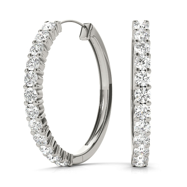 1.08ct lab diamond inside out shared prong hoop earrings in white gold, 20.7mm size
