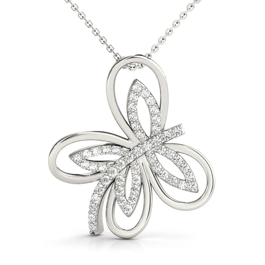 Butterfly diamond pendant in white gold with pavé-set lab-grown diamonds on a 16-inch chain.
