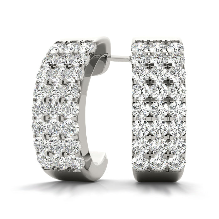 0.20ct pavé lab diamond huggie earrings in white gold, 8mm modern hoop style – Encore DT
