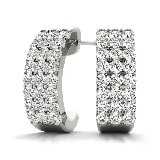 0.20ct pavé lab diamond huggie earrings in white gold, 8mm modern hoop style – Encore DT
