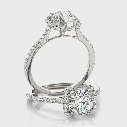 Posh 14K White Gold Heart Halo 1CT Diamond Engagement Ring