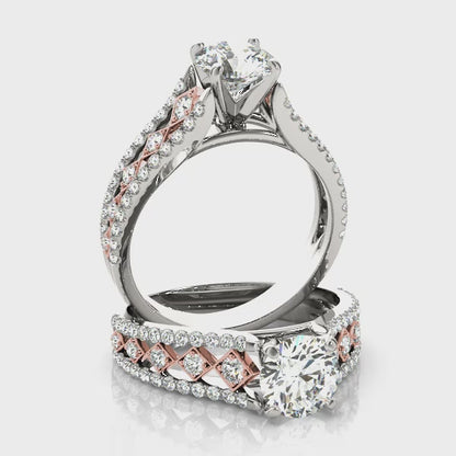 14K Two Tone White Rose Gold Lab Diamond Engagement Ring