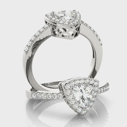 1CT Trillion Cut Halo Engagement Ring Triangle Diamond 14K White Gold