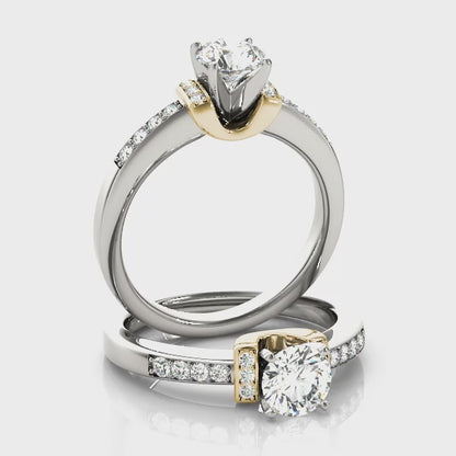 14K Two Tone White Rose Gold Lab Diamond Engagement Ring