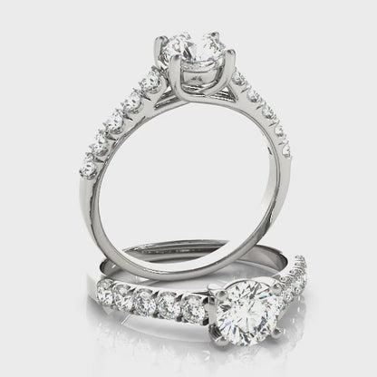 1CT Trellis 14K White Gold Round Lab Diamond Engagement Ring