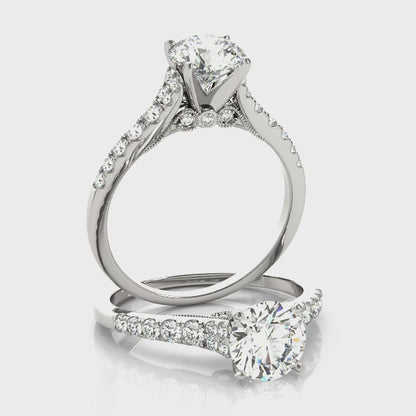 Fancy 1CT Round Lab Diamond Engagement Ring Vintage Split Shank