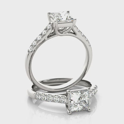 1CT Trellis Round Lab Diamond Engagement Ring 14K White Gold
