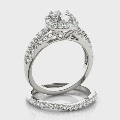 1.85CT Round Diamond Halo Engagement Ring 3-Row Split Shank