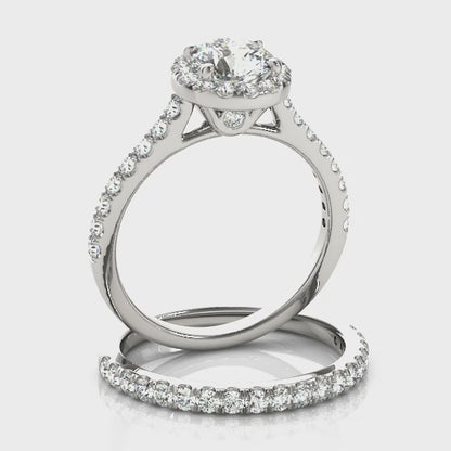 Halo 14K White Gold Engagement Ring with 1CT Lab Diamond