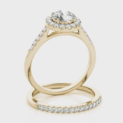 Classic Halo 14K White Gold Round Lab Diamond Engagement Ring