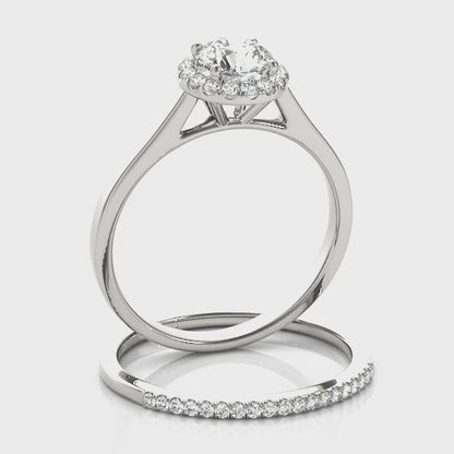 Cathedral 1CT Round Lab Diamond Halo Engagement Ring 14K White Gold