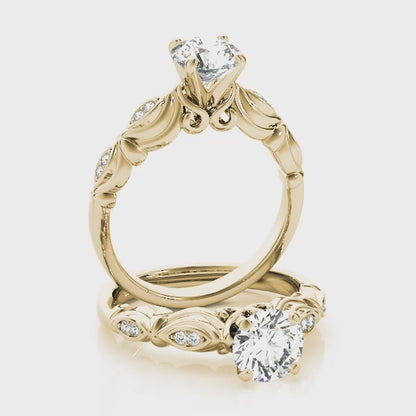 1CT Solitaire Round Diamond Engagement Ring 14K Yellow Gold Vintage