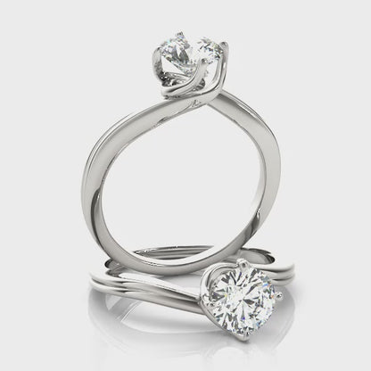 Solitaire 1CT Diamond Engagement Ring 14K White Gold Twist Bypass