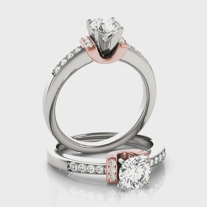 14K Two Tone White Rose Gold Lab Diamond Engagement Ring
