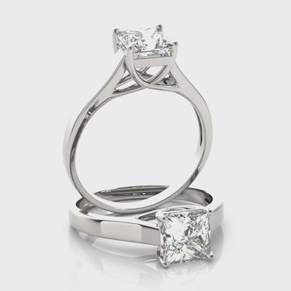 1CT Princess Cut Diamond Solitaire Engagement Ring 14K White Gold