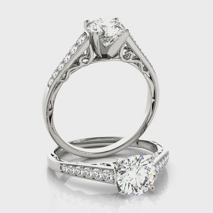 1CT Vintage Lab Diamond Engagement Ring 14K White Gold Classic