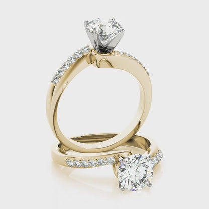 1CT Solitaire Bypass Round Diamond Engagement Ring 14K Yellow Gold