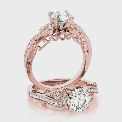 1CT Luxury Vintage Round Diamond Engagement Ring Curved Shank