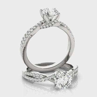 1CT Lab Diamond Engagement Ring 14K White Gold Infinity Split Shank