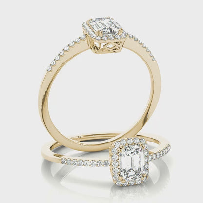 Classic 1CT Emerald Cut Diamond Engagement Ring in Yellow Gold