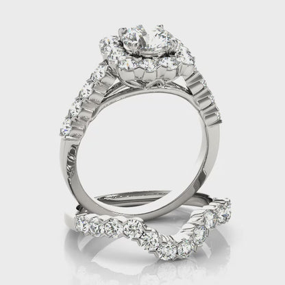14K White Gold Diamond Cushion Halo 2.25CT Engagement Ring