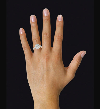 Vintage Style Double Halo White Gold Diamond Engagement Ring