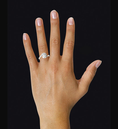 Curved Solitaire Bypass Round Cut Diamond Engagement Ring 1CT