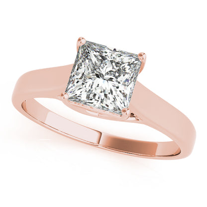 Princess-cut solitaire engagement ring in 14K Rose Gold with 1CT lab diamond and trellis setting