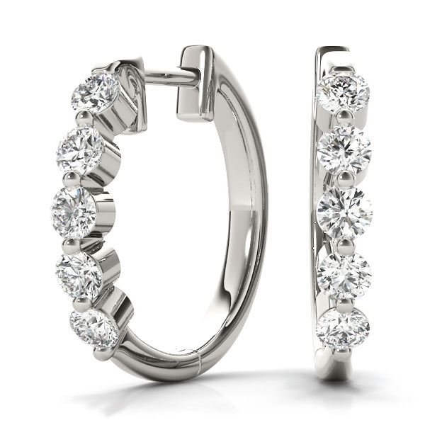 15mm white gold hoop earrings with round lab diamonds in shared prong setting from Encore DT
