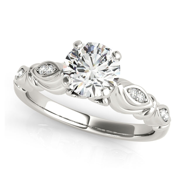 Halo solitaire engagement ring with 1CT Round Lab Diamond, marquise clusters, floral halo crafted in 14K White Gold (VS1/F Color)