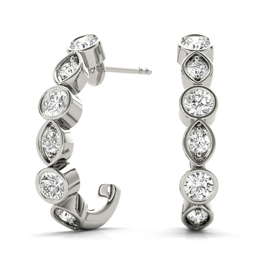 0.57ct round lab diamond hoop earrings in white gold with marquise-style bezel details – Encore DT
