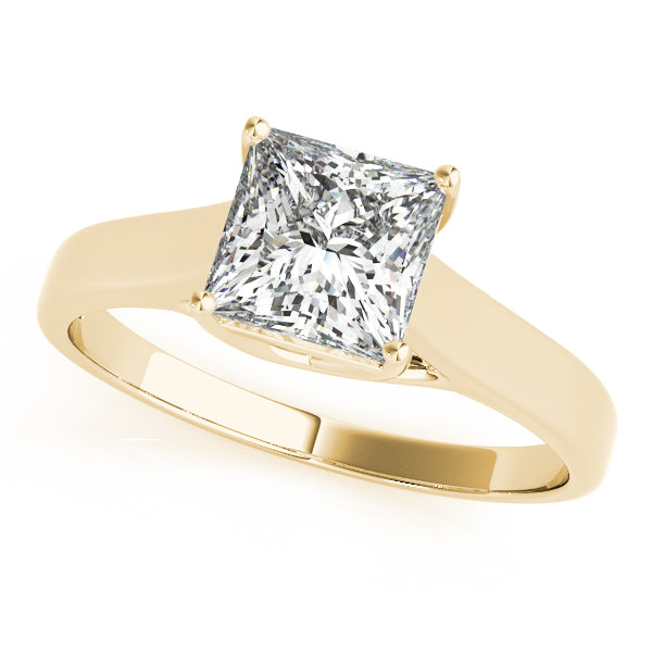 Solitaire engagement ring in 14K Yellow Gold with 1CT princess-cut Lab Diamond and trellis-inspired setting