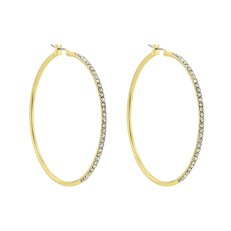Fashion 2 Inch Gold Crystal Hoop Earrings
