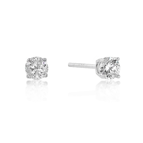 Classic 4mm New Sterling Round Cut CZ Studs Silver