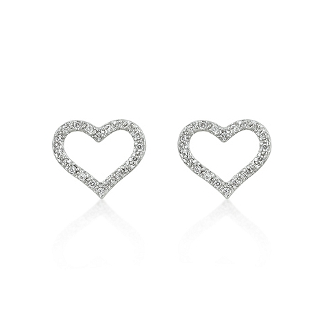 Open Heart CZ Earrings - Fine Jewelry