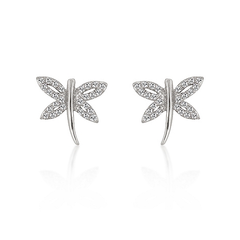 Animal Inspired CZ Dragonfly Earrings - Fashion Jewelry