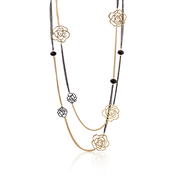 Contemporary Black and Gold Rose Inspired Necklace