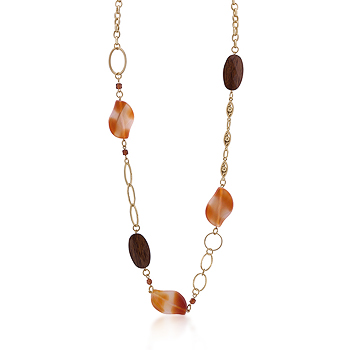 Contemporary Gold Chain Necklace Warm Colored Stones