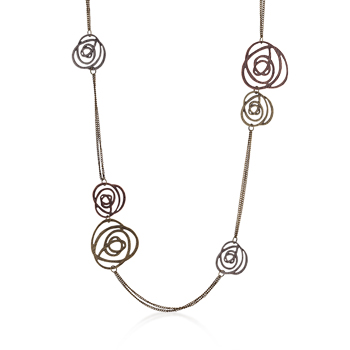 Contemporary Antique Filigree Rose Tri-Tone Necklace