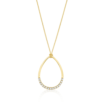 Contemporary Golden Crystal Teardrop Necklace